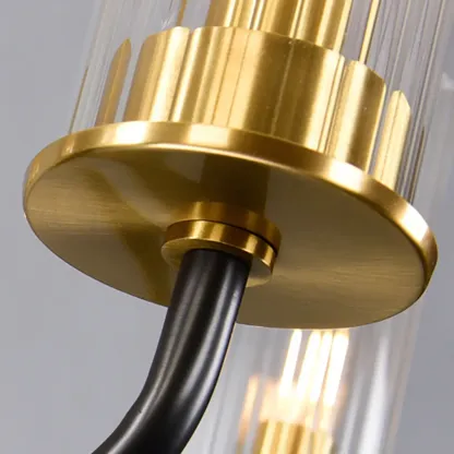 Modern Circle Black Gold Clear Glass Shade Chandelier Image - 7