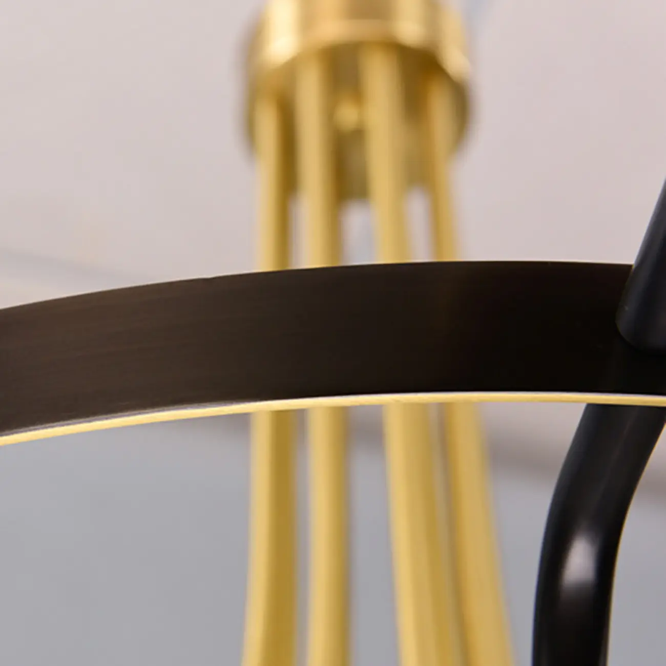 Modern Circle Black Gold Clear Glass Shade Chandelier Image - 8 | homeyfad