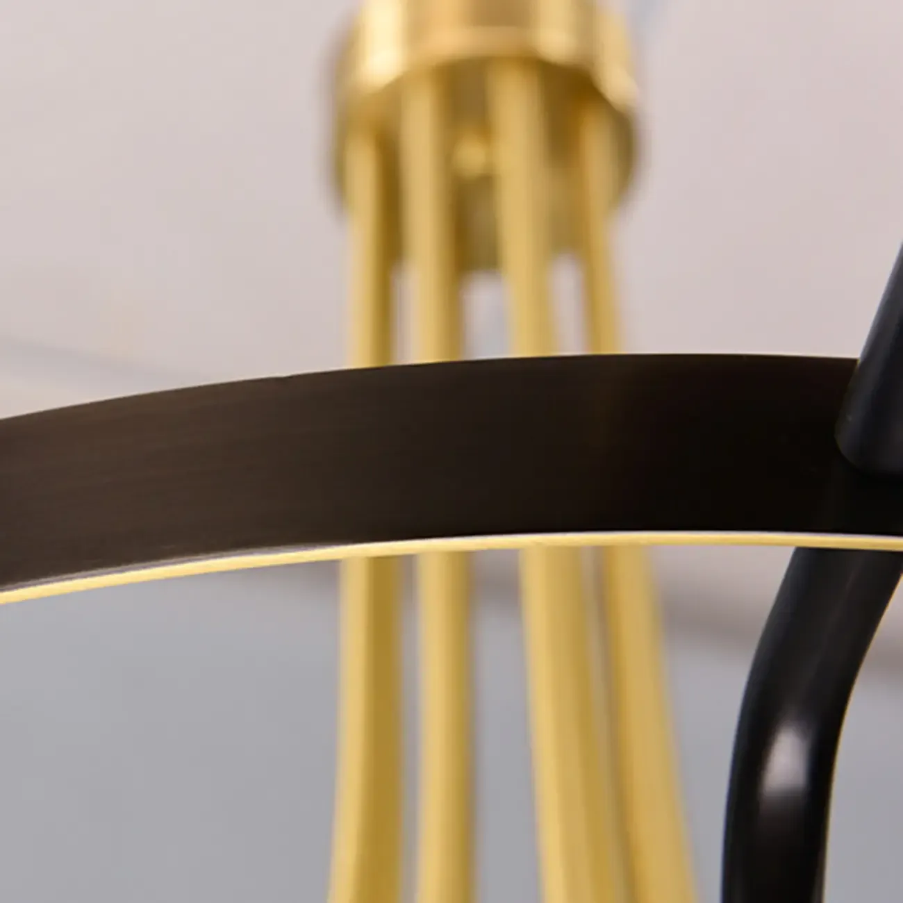 Modern Circle Black Gold Clear Glass Shade Chandelier Image - 8