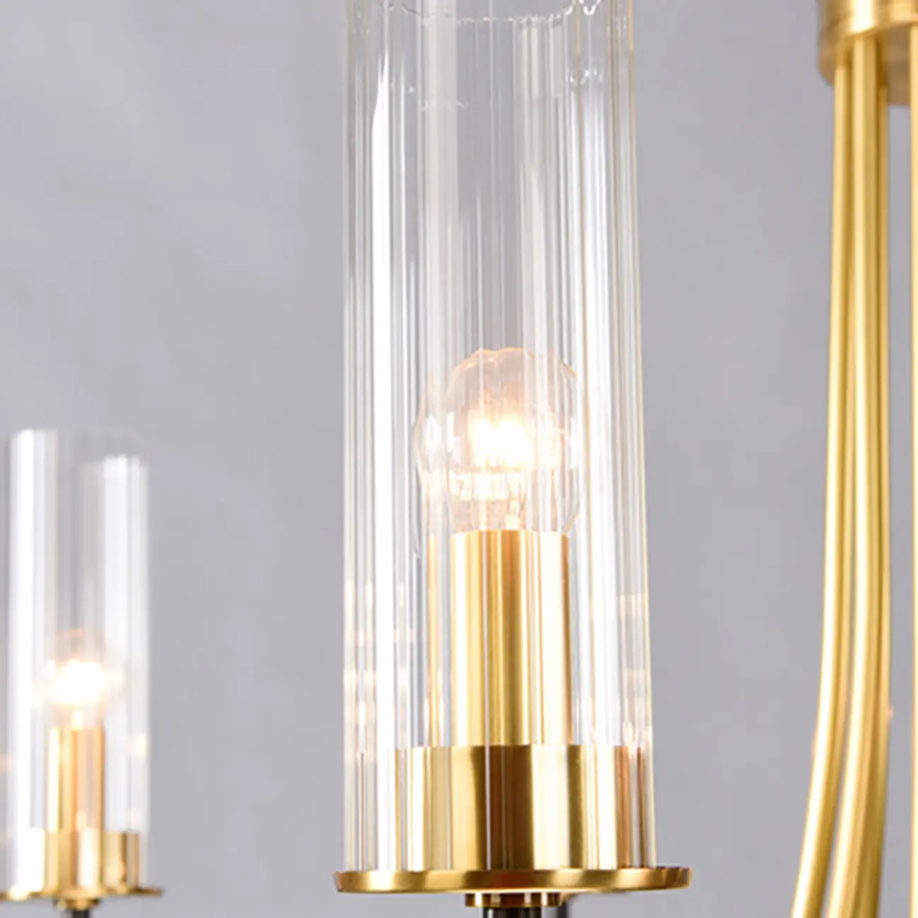 Modern Circle Black Gold Clear Glass Shade Chandelier Image - 20 | homeyfad