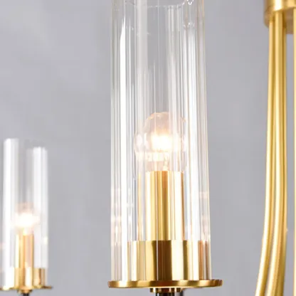 Modern Circle Black Gold Clear Glass Shade Chandelier Image - 20