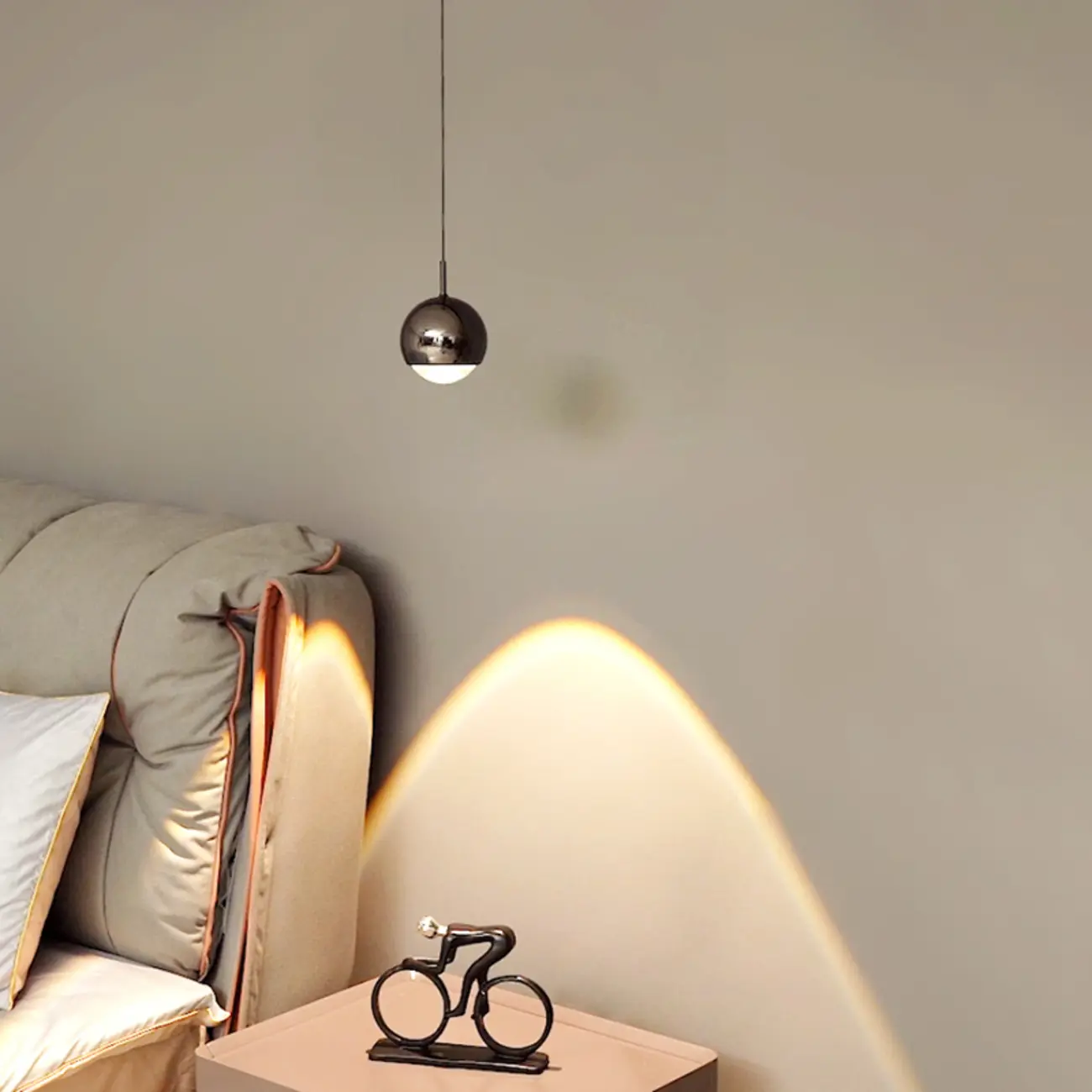 Modern Chrome Metal Globe Pendant Light Warm LED Image - 4 | homeyfad
