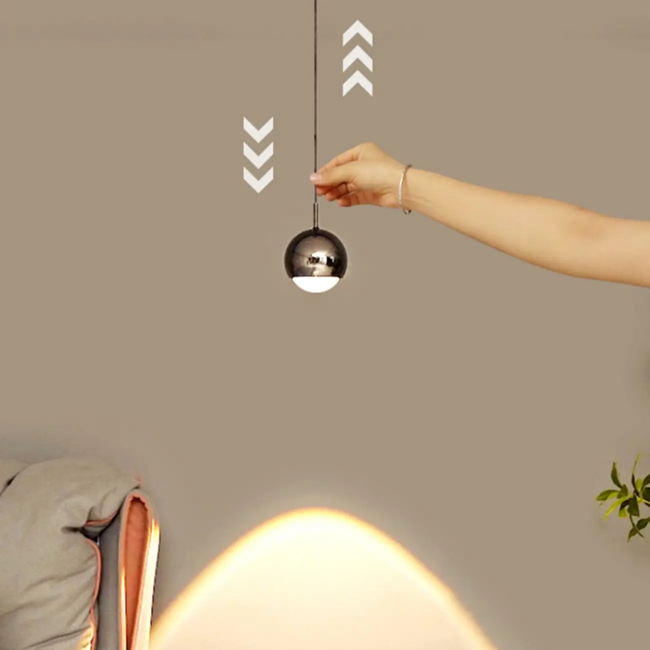 Modern Chrome Metal Globe Pendant Light Warm LED Image - 6 | homeyfad