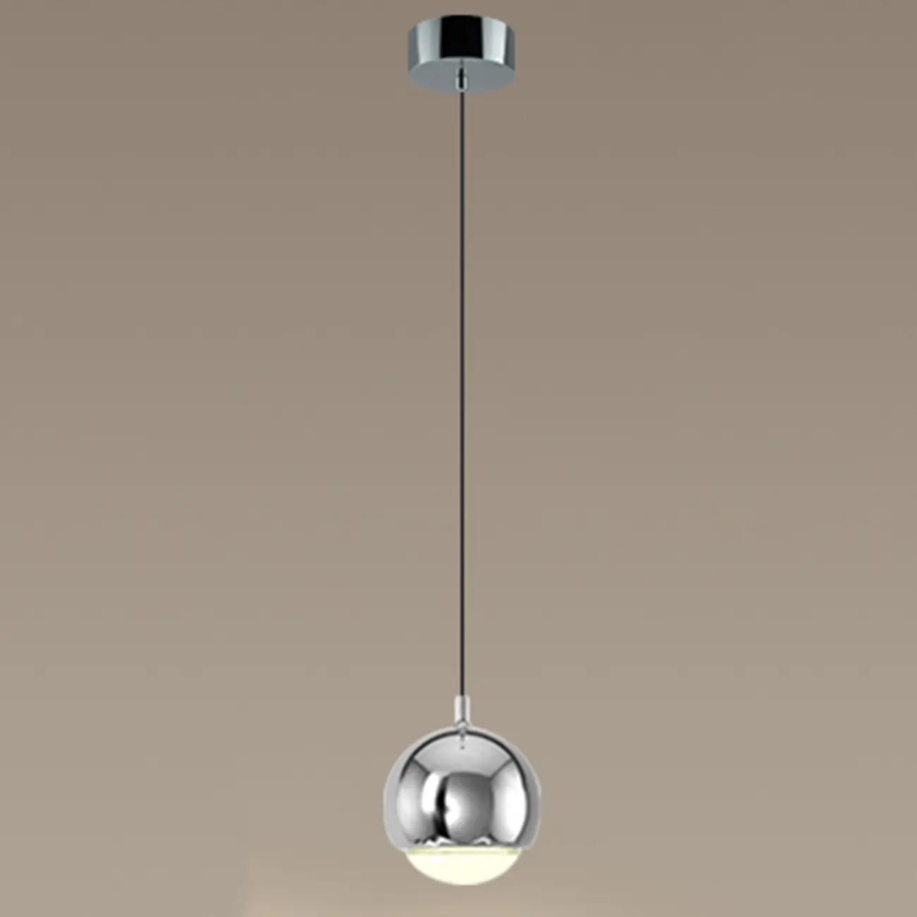 Modern Chrome Metal Globe Pendant Light Warm LED Image - 7 | homeyfad