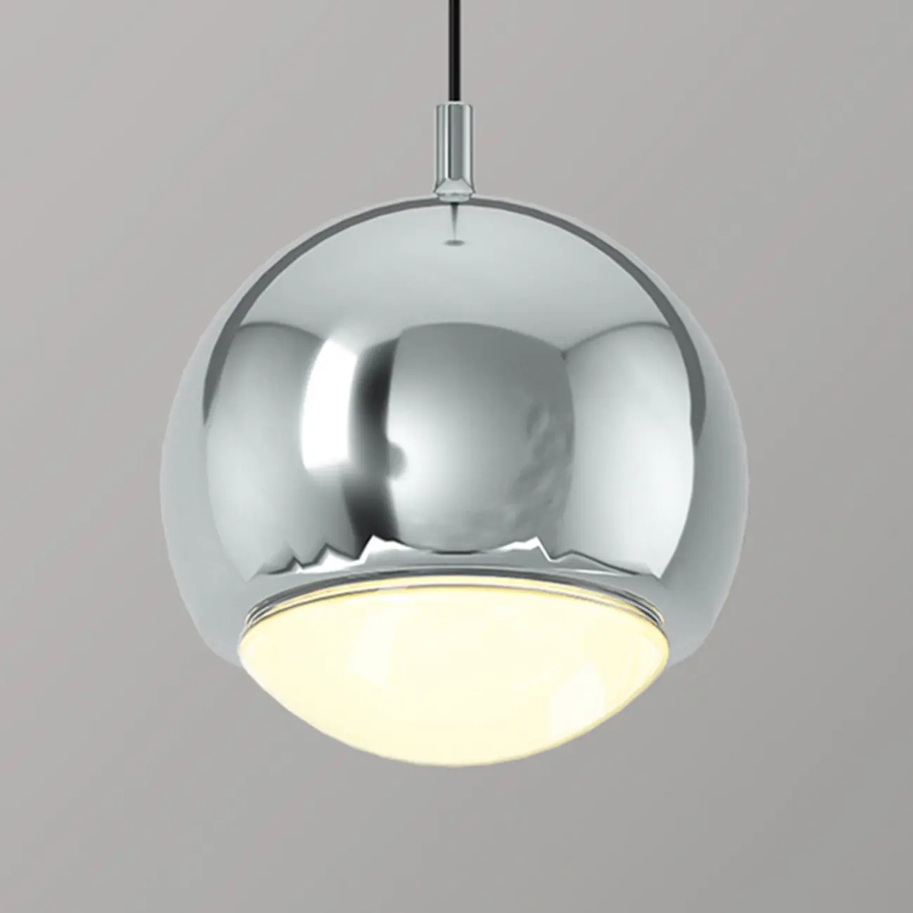Modern Chrome Metal Globe Pendant Light Warm LED Image - 14 | homeyfad