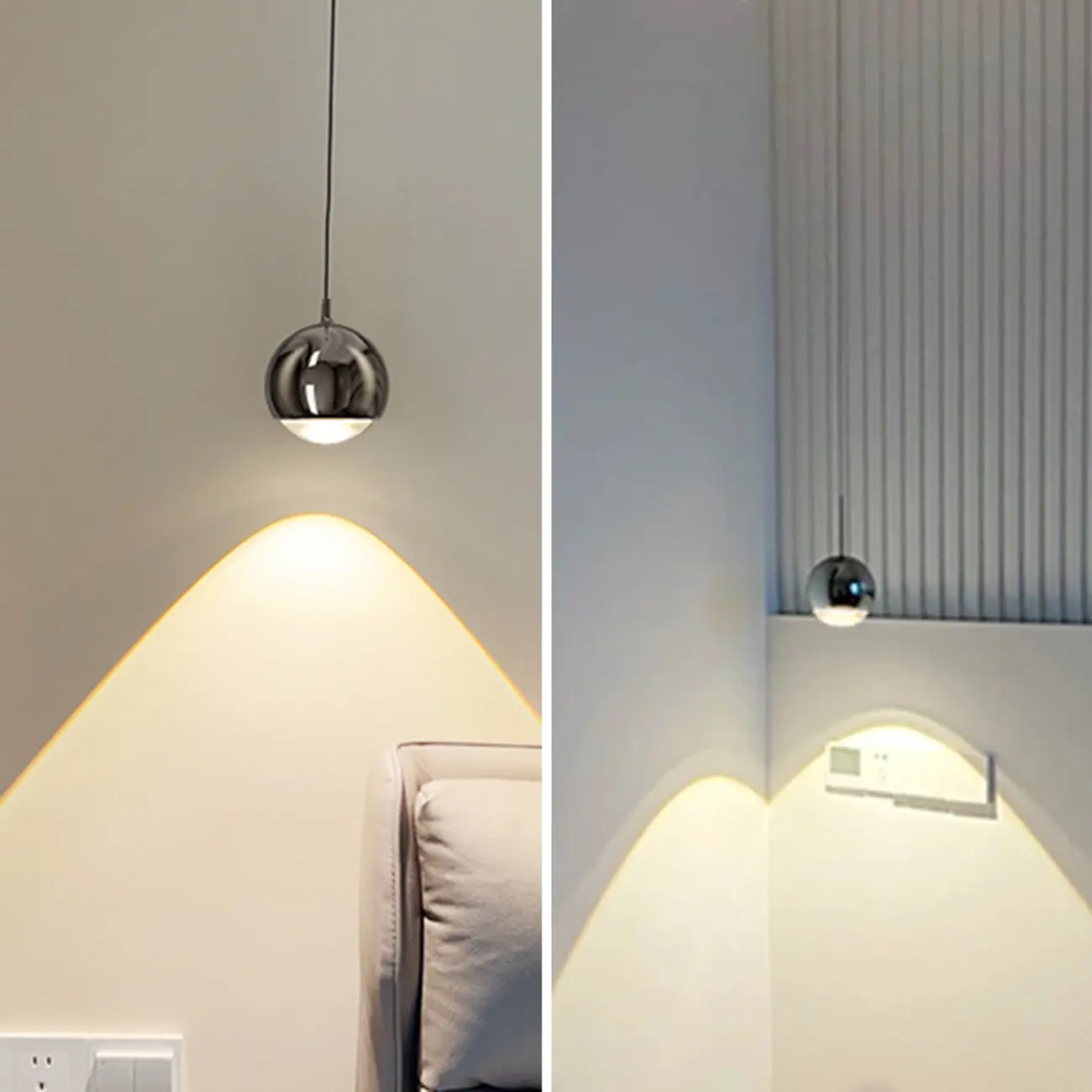 Modern Chrome Metal Globe Pendant Light Warm LED Image - 21 | homeyfad