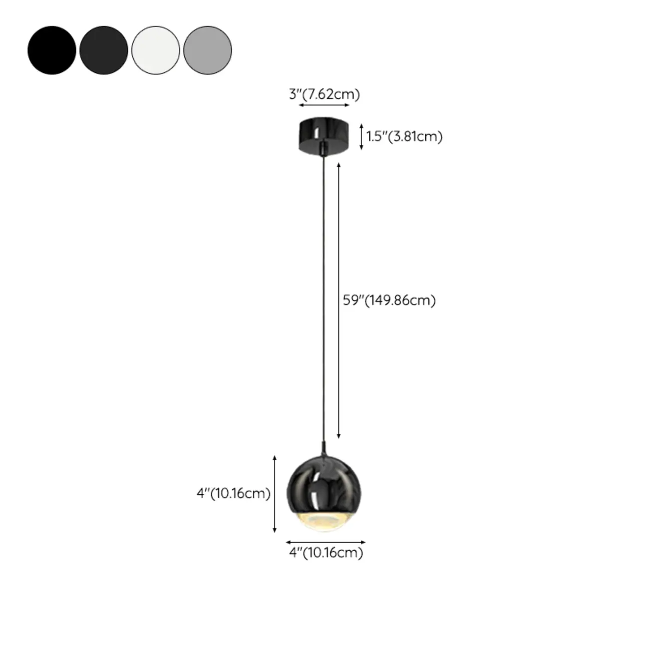 Modern Chrome Metal Globe Pendant Light Warm LED #size | homeyfad