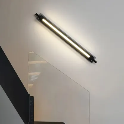 Modern Black Metal Linear Plastic Shade Wall Sconce Image - 2