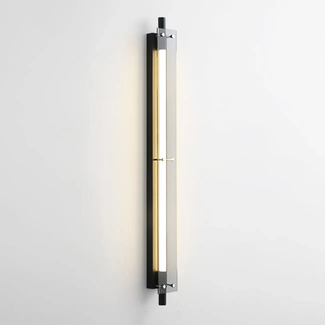 Modern Black Metal Linear Plastic Shade Wall Sconce Image - 11