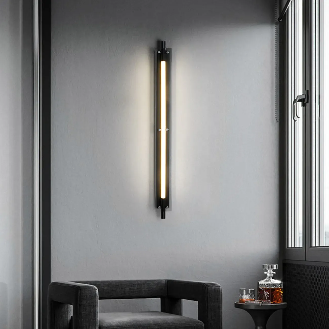 Modern Black Metal Linear Plastic Shade Wall Sconce Image - 4