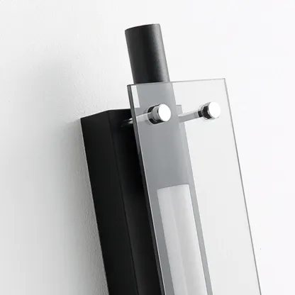 Modern Black Metal Linear Plastic Shade Wall Sconce Image - 16