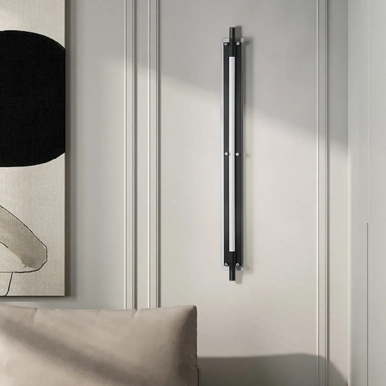 Modern Black Metal Linear Plastic Shade Wall Sconce Image - 5