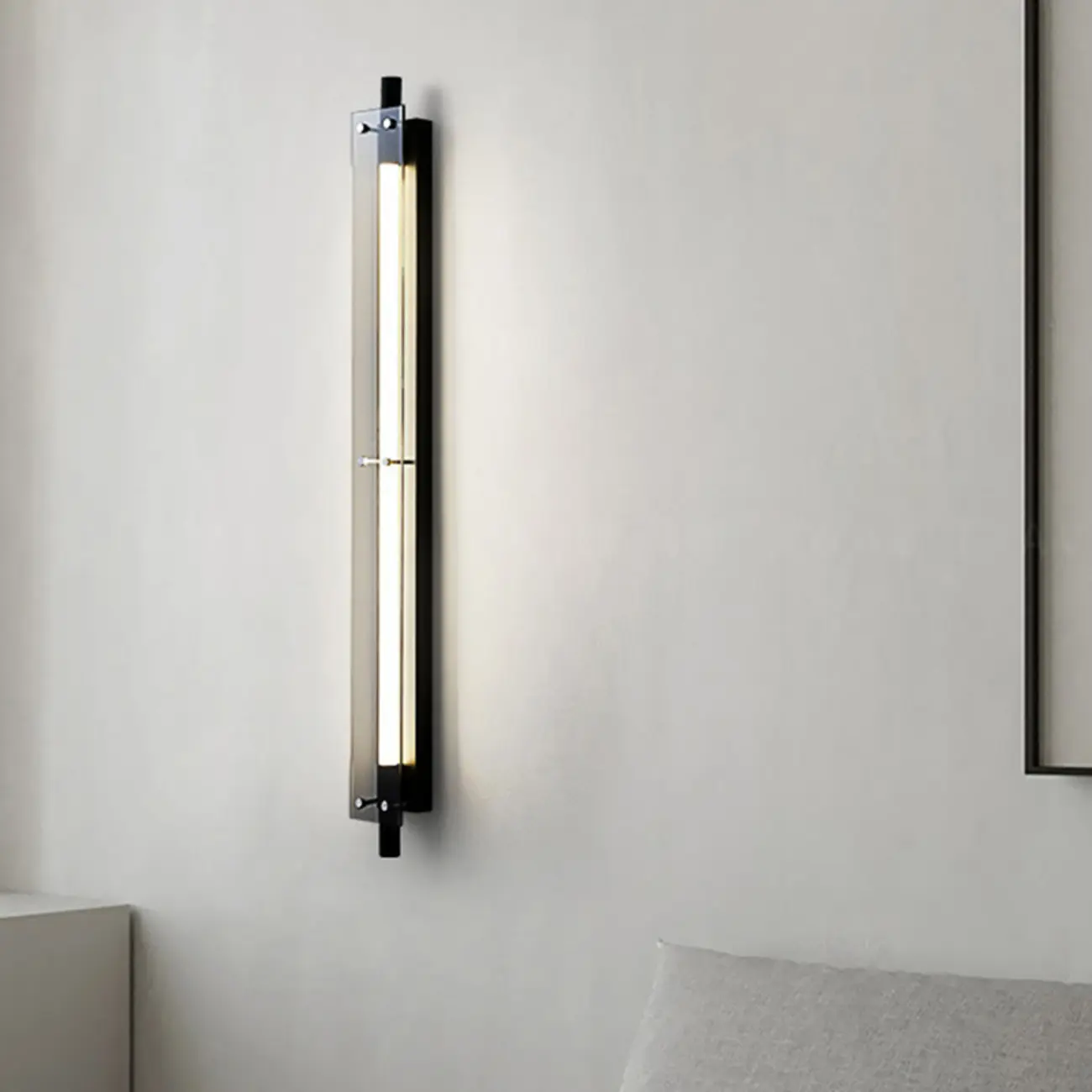 Modern Black Metal Linear Plastic Shade Wall Sconce Image - 6 | homeyfad