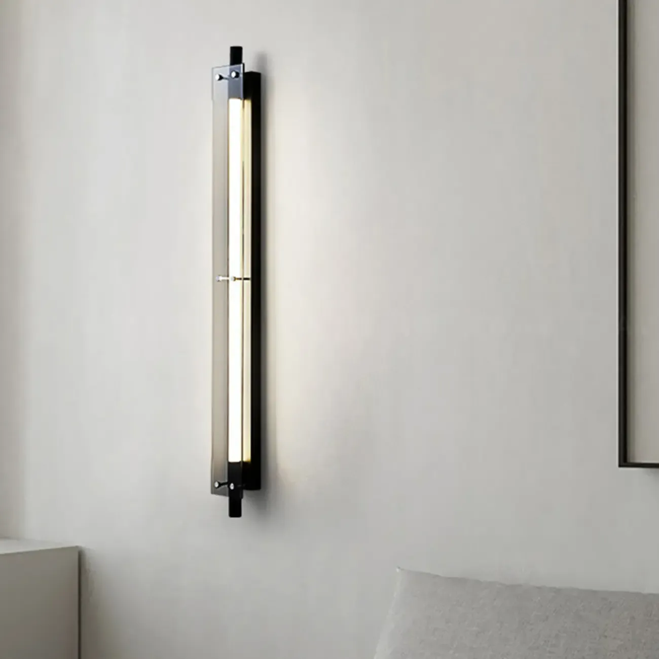 Modern Black Metal Linear Plastic Shade Wall Sconce Image - 6