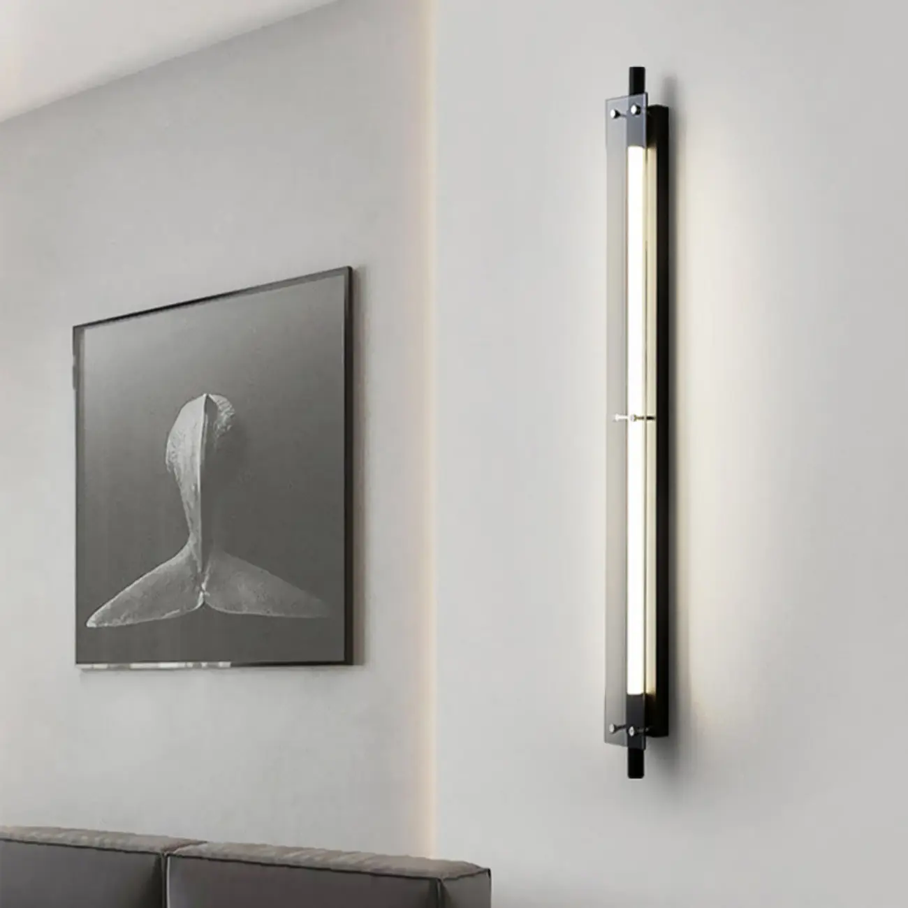 Modern Black Metal Linear Plastic Shade Wall Sconce Image - 7 | homeyfad