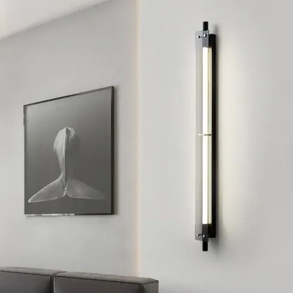 Modern Black Metal Linear Plastic Shade Wall Sconce Image - 7