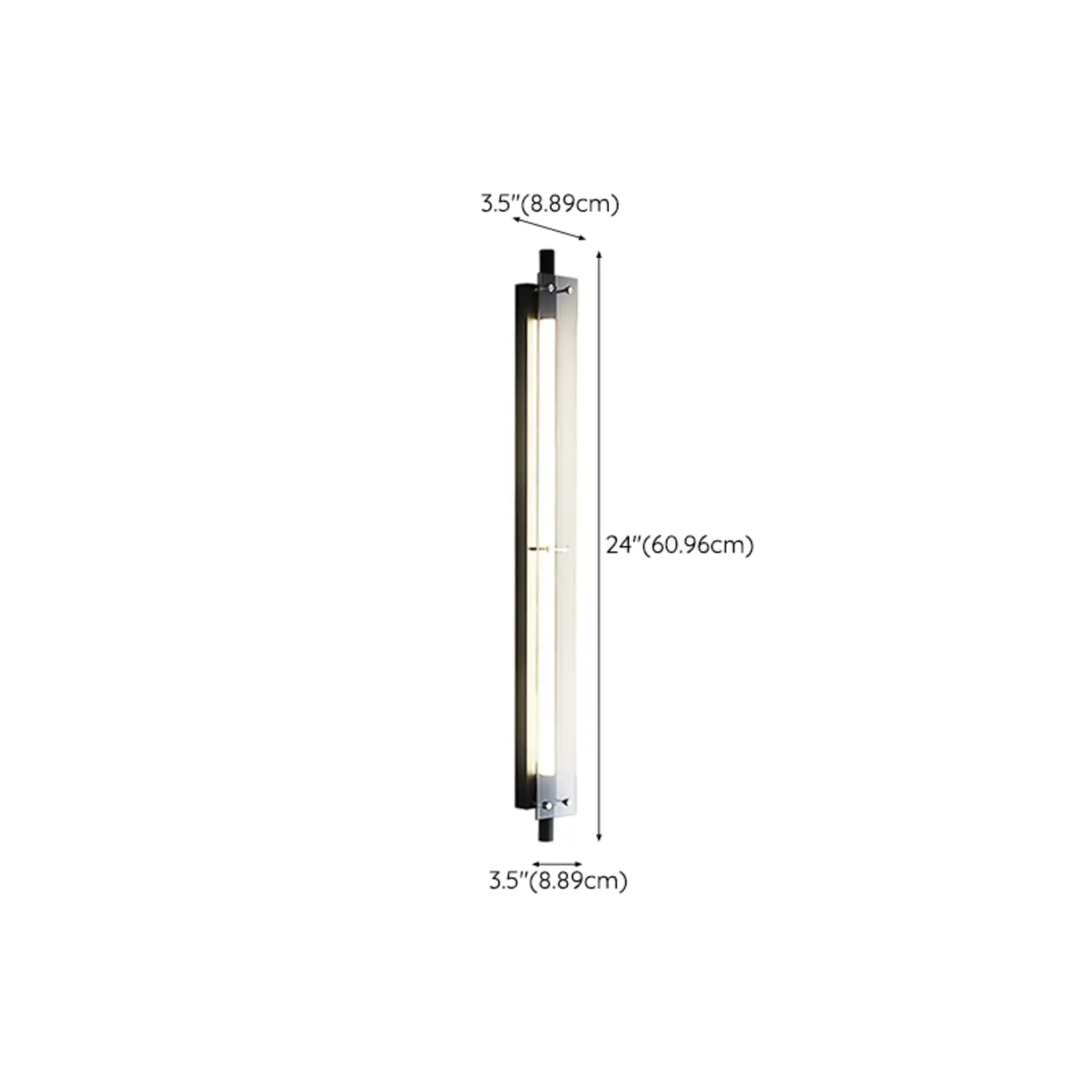 Modern Black Metal Linear Plastic Shade Wall Sconce #size