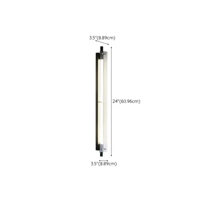 Modern Black Metal Linear Plastic Shade Wall Sconce #size