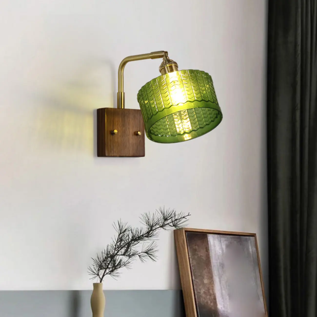 Vintage Glass Wall Light with Wooden Backplate for Home Image - 1 | homeyfad