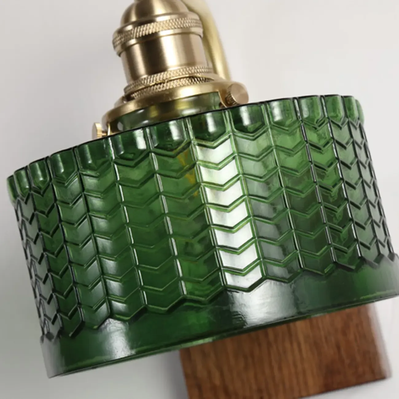 Vintage Glass Wall Light with Wooden Backplate for Home Image - 14