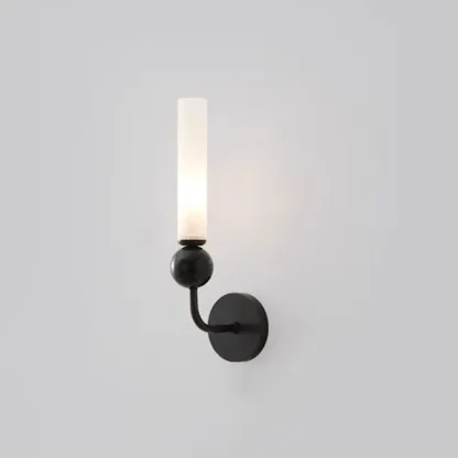 Minimalist Gold Wall Sconce with Sintered Stone Shade Image - 14