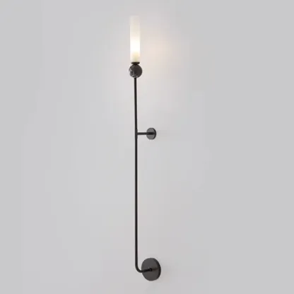 Minimalist Gold Wall Sconce with Sintered Stone Shade Image - 13