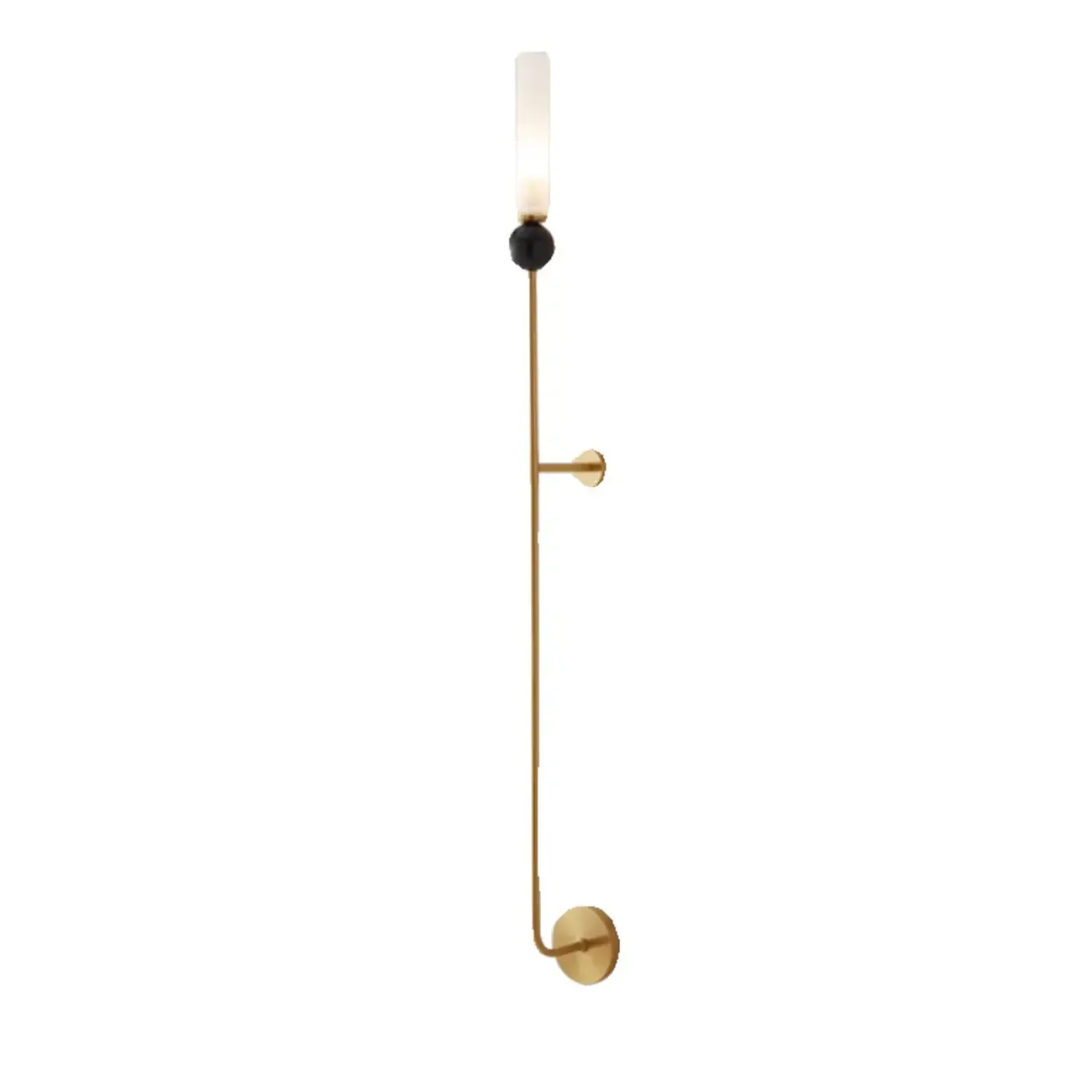Minimalist Gold Wall Sconce with Sintered Stone Shade Image - 19