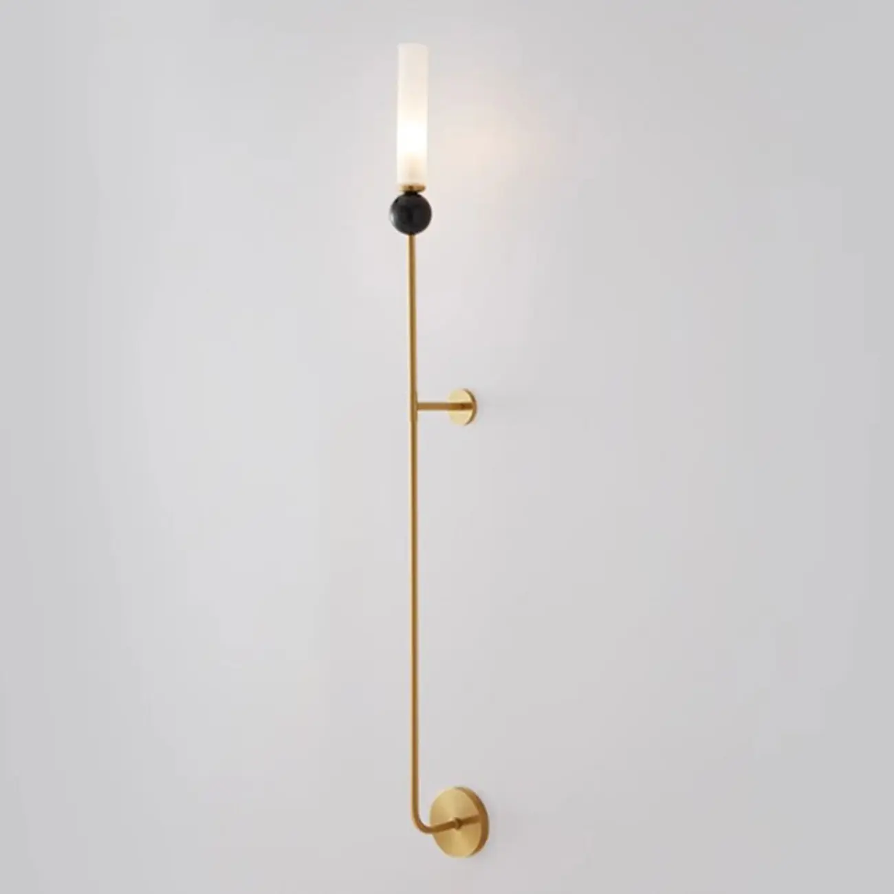 Minimalist Gold Wall Sconce with Sintered Stone Shade Image - 18 | homeyfad