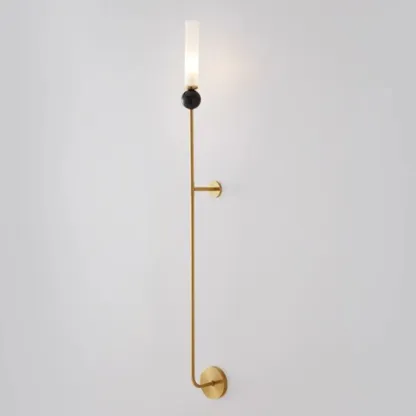 Minimalist Gold Wall Sconce with Sintered Stone Shade Image - 18