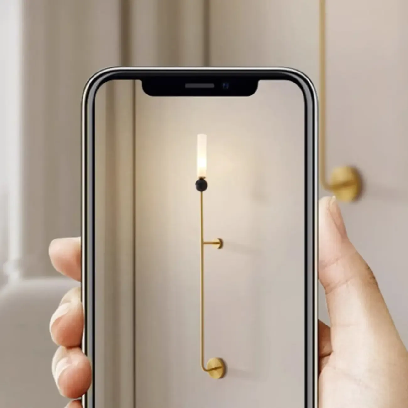 Minimalist Gold Wall Sconce with Sintered Stone Shade Image - 11