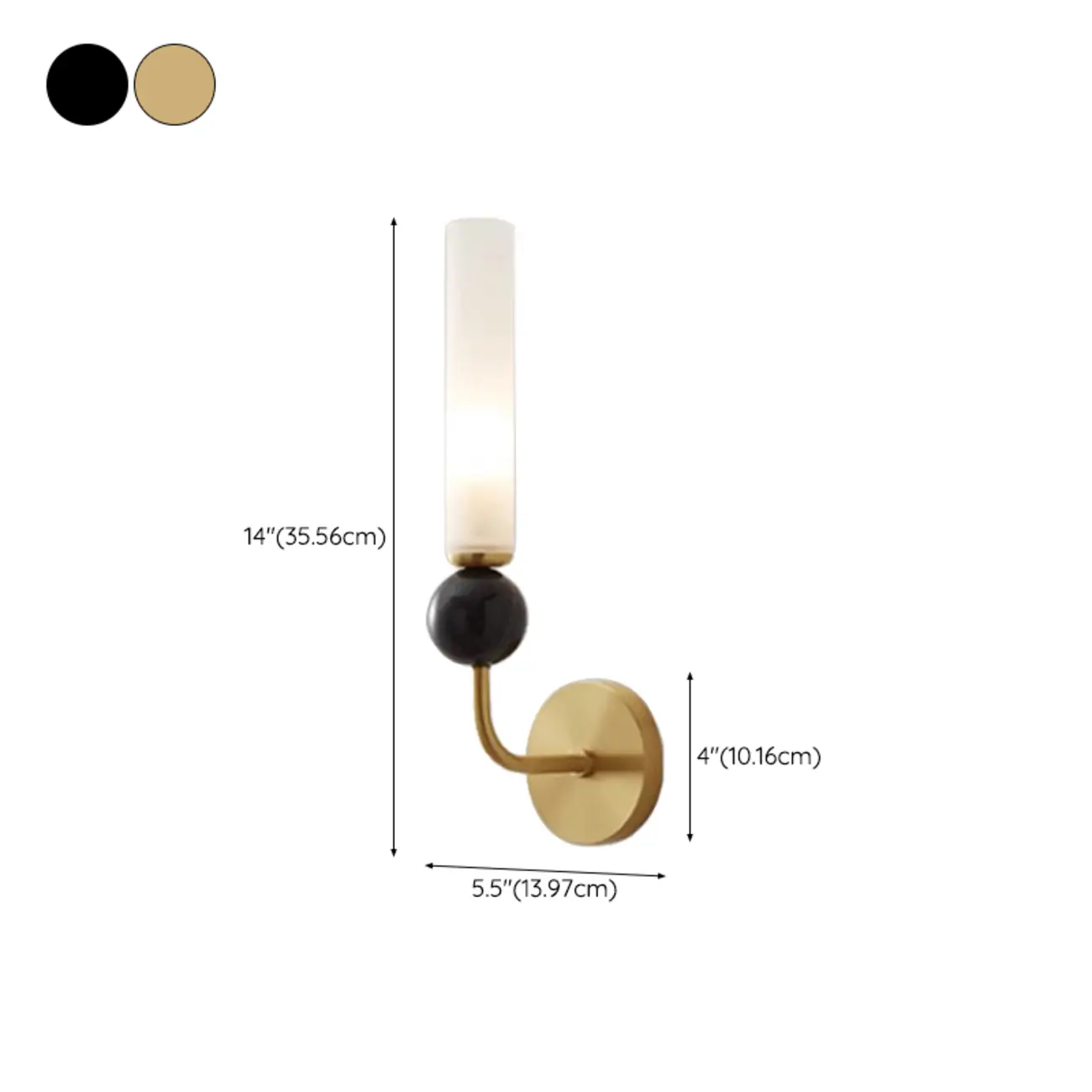 Minimalist Gold Wall Sconce with Sintered Stone Shade #size | homeyfad
