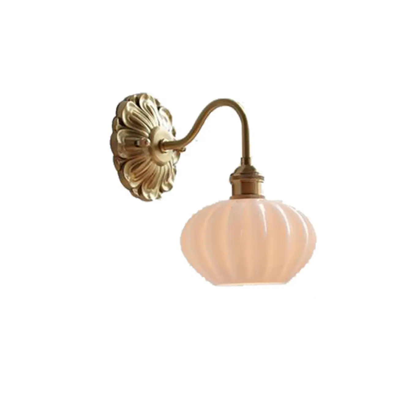 Classical Gold Floral Base White Glass Shade Wall Sconce Image - 9 | homeyfad