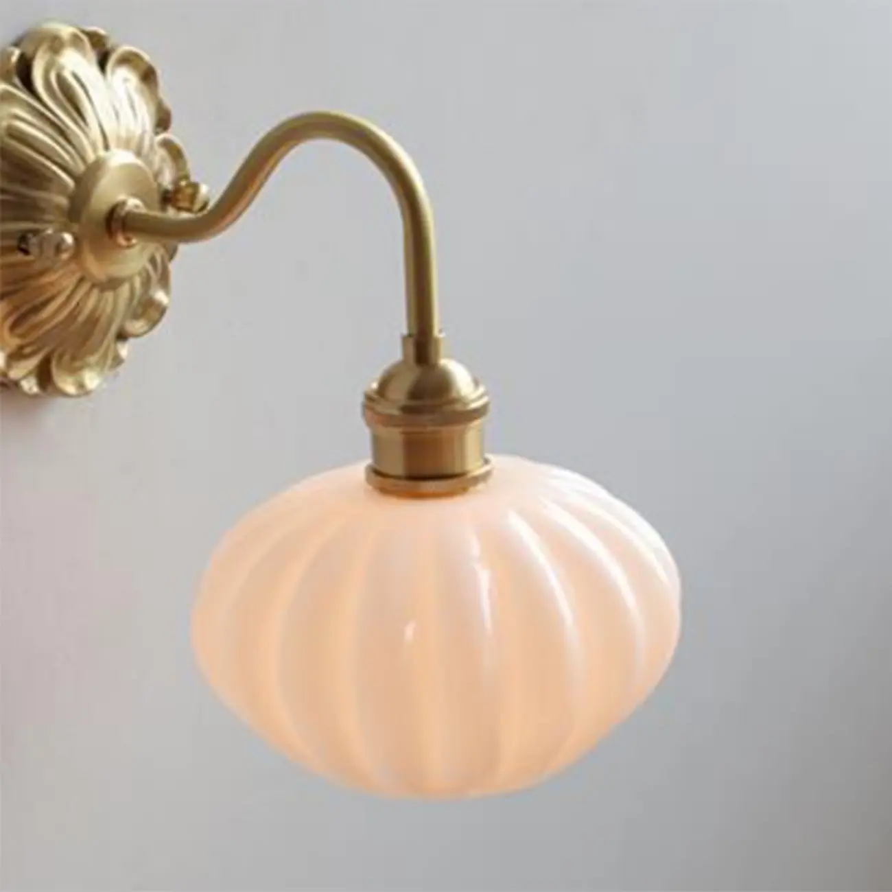 Classical Gold Floral Base White Glass Shade Wall Sconce Image - 11 | homeyfad