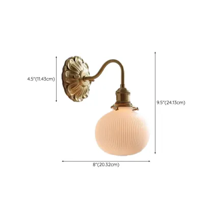 Classical Gold Floral Base White Glass Shade Wall Sconce Image - 17