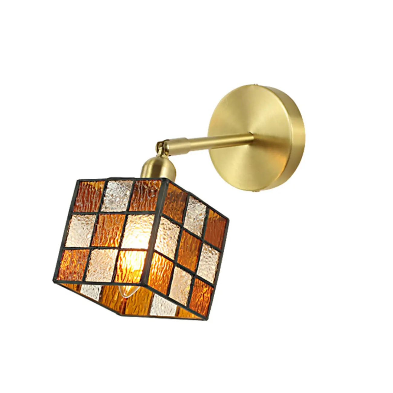 Vintage Brass Colorful Cube Shade Wall Sconce Image - 9 | homeyfad