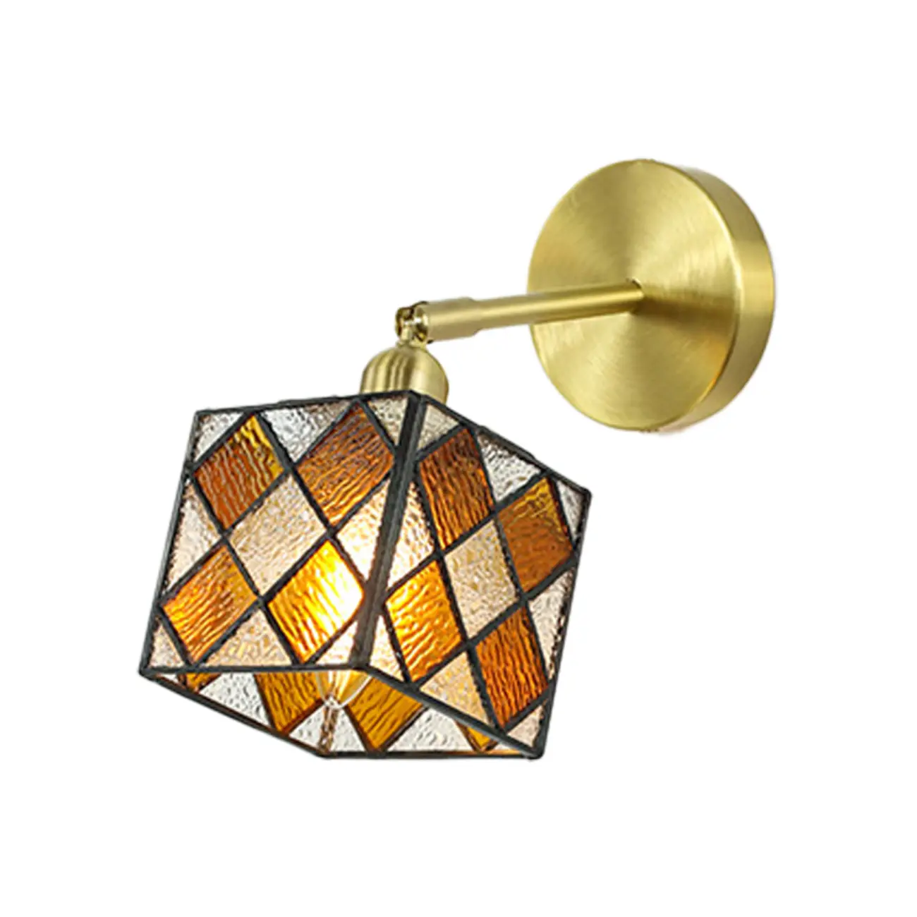 Vintage Brass Colorful Cube Shade Wall Sconce Image - 10 | homeyfad