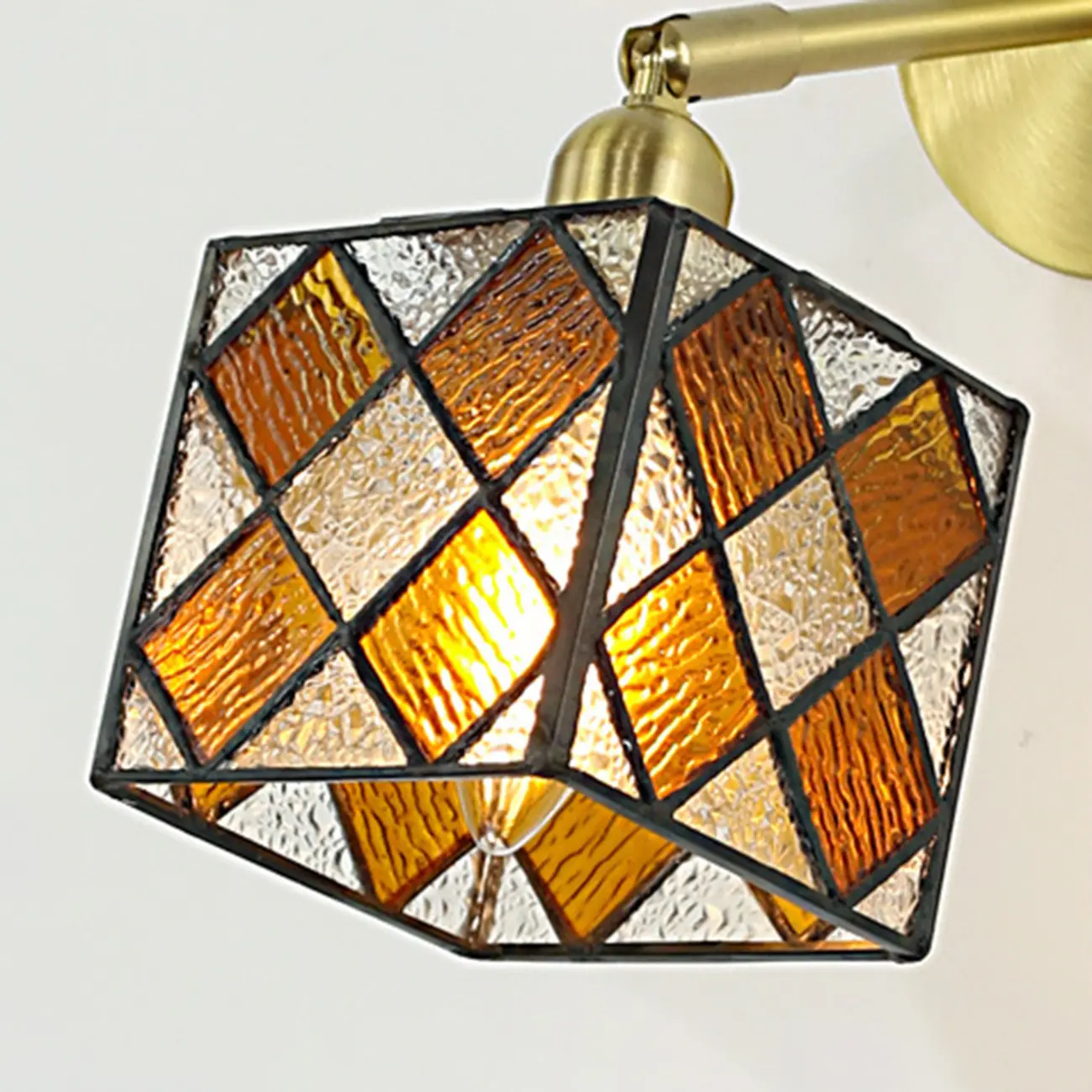 Vintage Brass Colorful Cube Shade Wall Sconce Image - 11 | homeyfad