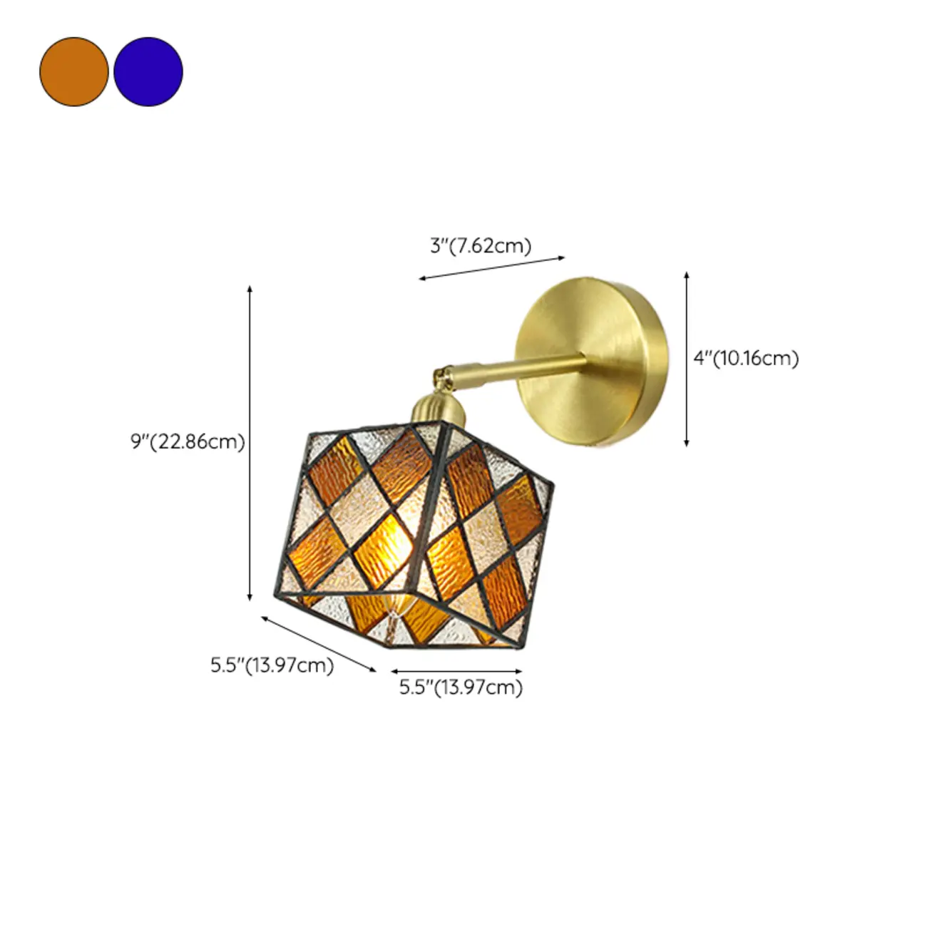 Vintage Brass Colorful Cube Shade Wall Sconce Image - 19 | homeyfad