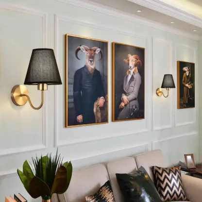 Modern Fabric Shade Wall Light for Bedroom Decor Image - 3