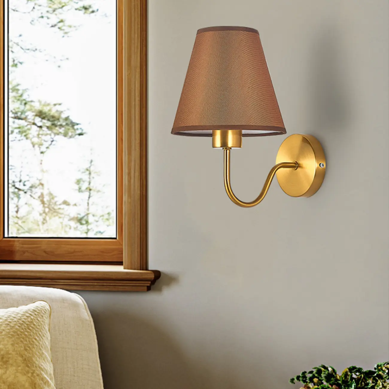 Modern Fabric Shade Wall Light for Bedroom Decor Image - 4 | homeyfad