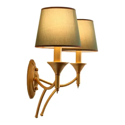 Vintage Brass Fabric Shade Wall Sconce Image - 8