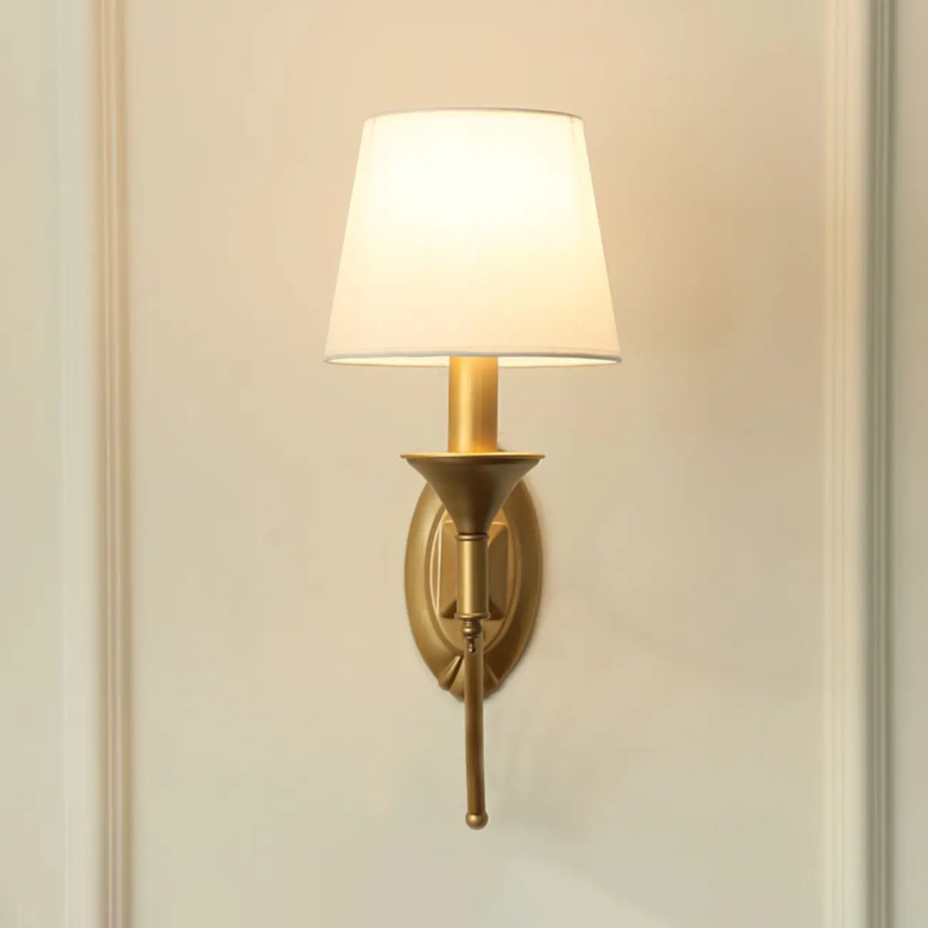 Vintage Brass Fabric Shade Wall Sconce Image - 12 | homeyfad