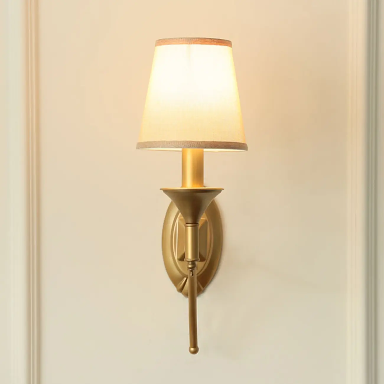 Vintage Brass Fabric Shade Wall Sconce Image - 13 | homeyfad