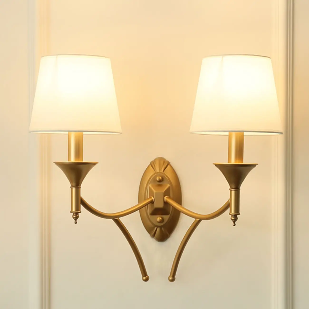 Vintage Brass Fabric Shade Wall Sconce Image - 15 | homeyfad