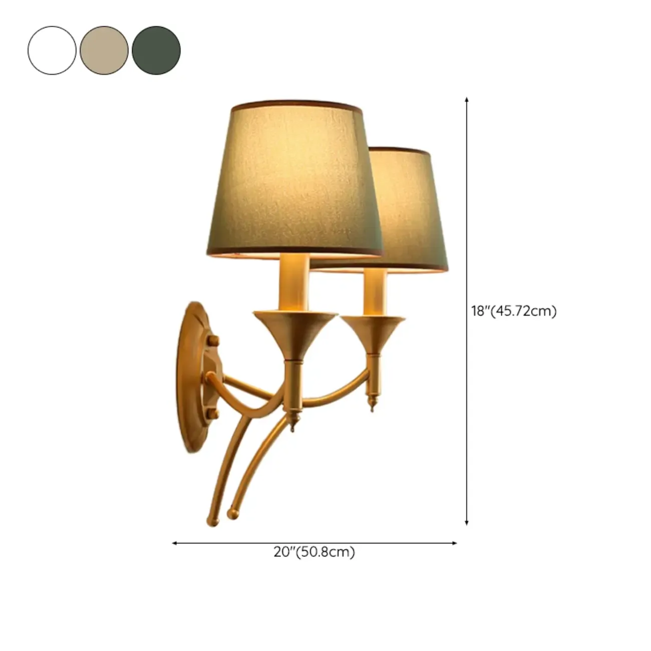 Vintage Brass Fabric Shade Wall Sconce Image - 22