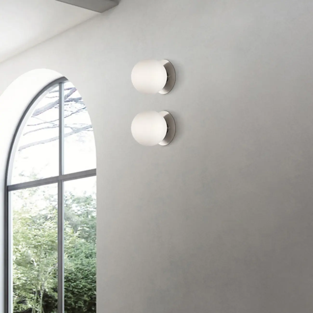 Modern Frosted Glass White Globe Round Wall Sconce Image - 7 | homeyfad
