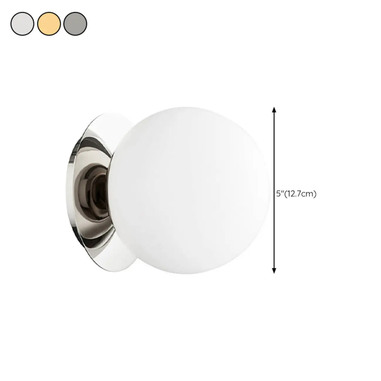 Modern Frosted Glass White Globe Round Wall Sconce #size | homeyfad