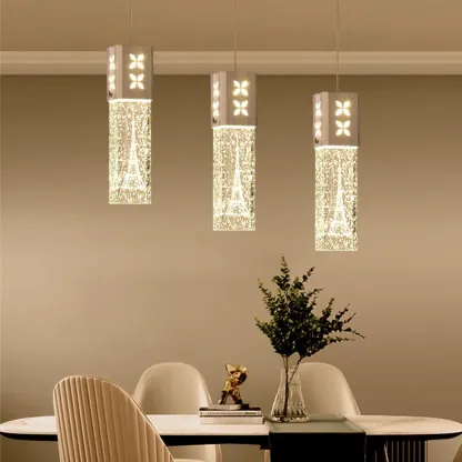 Modern Clear Crystal Dimming Pendant Light for Kitchen Image - 7