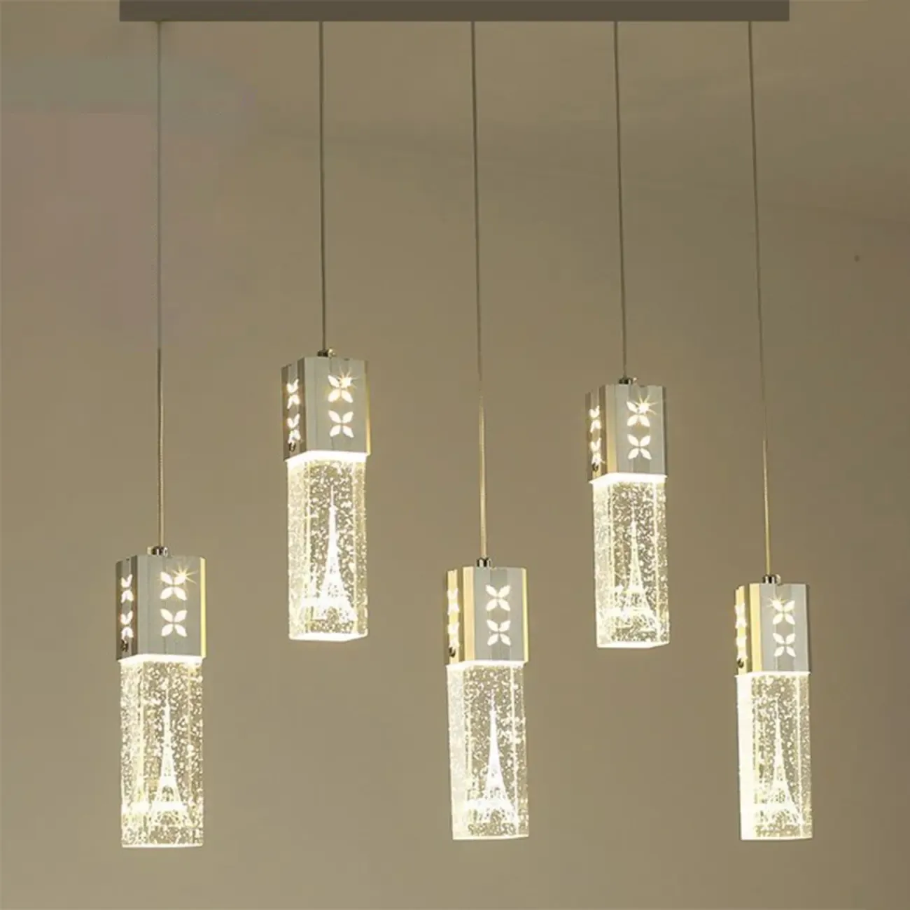 Modern Clear Crystal Dimming Pendant Light for Kitchen Image - 12