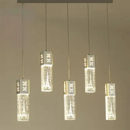 Modern Clear Crystal Dimming Pendant Light for Kitchen Image - 12